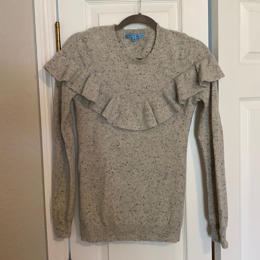 Cashmere Antonio Melani Speckled Ruffle Sweater
